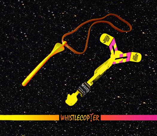 One WHISTLE COPTER (PATENT) With our exclusive VIPER  Launcher And Seven Inch RED Rubber Band