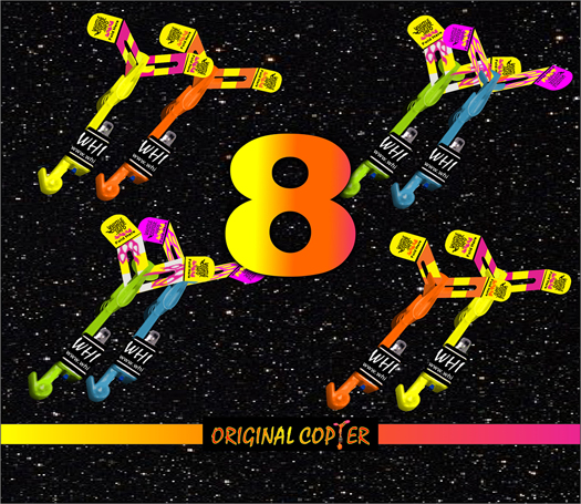 Eight pack Original COPTER with exclusive VIPER LAUNCHER and Seven inch rubber band $18.00