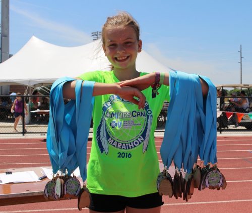 girl with medals