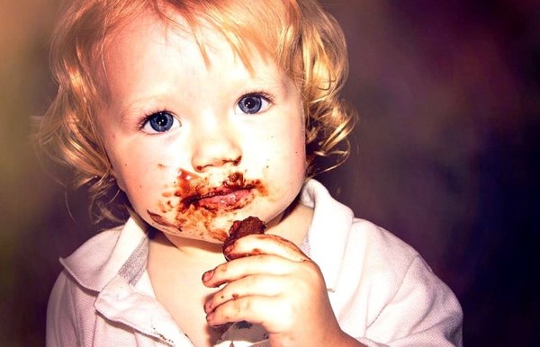 toddler with chocolate