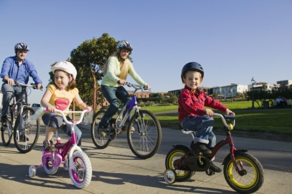 family biking