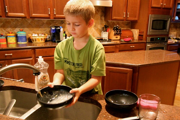 Boy Washing Dishes