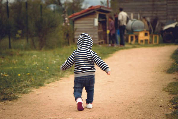 Child Running Cautiously