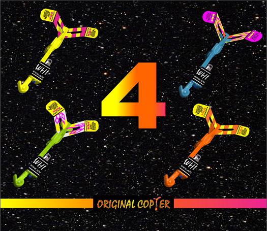 Four Pack ORIGINAL COPTER with exclusive VIPER LAUNCHER RED RUBBER BAND $12.00