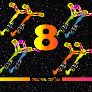 Original Whistle Copter 8-Pack with VIPER Launcher & 7” Rubber Band
