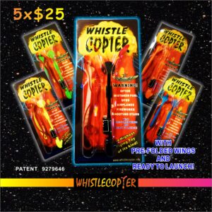 Whistle Copter 5-Pack (Patented) – Pre-Folded Wings Ready to Launch – Individual Blister Pack Set – Value Bundle for Outdoor Fun & Gifts
